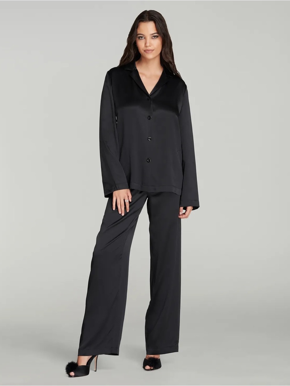 Agent Provocateur Cecily Black Silk Pajama Set